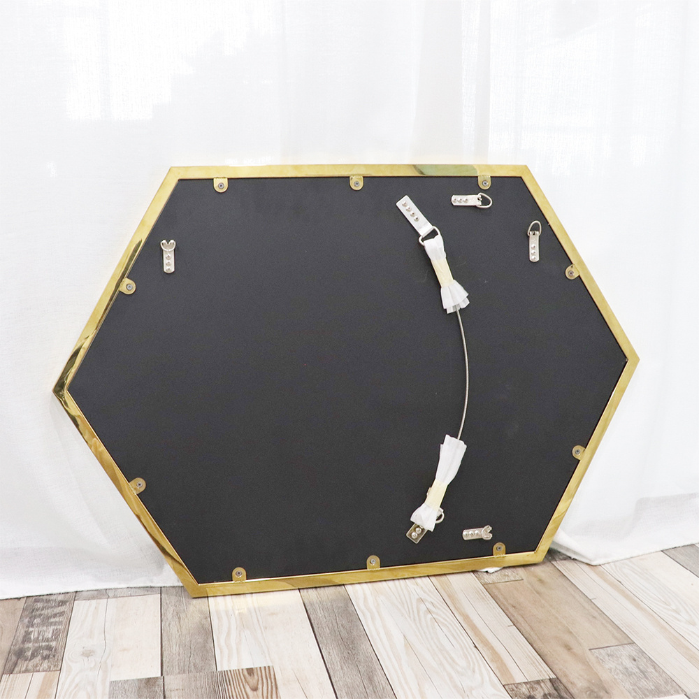 Factory Ornate Modern & Contemporary Hexagonal Gold Metal Frame Mirror Accent Wall Mounted Mirror Home Decor Mirrors Spiegel