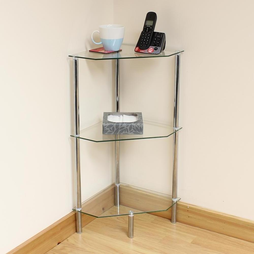 Glass Corner Table /Glass Corner Shelving Unit