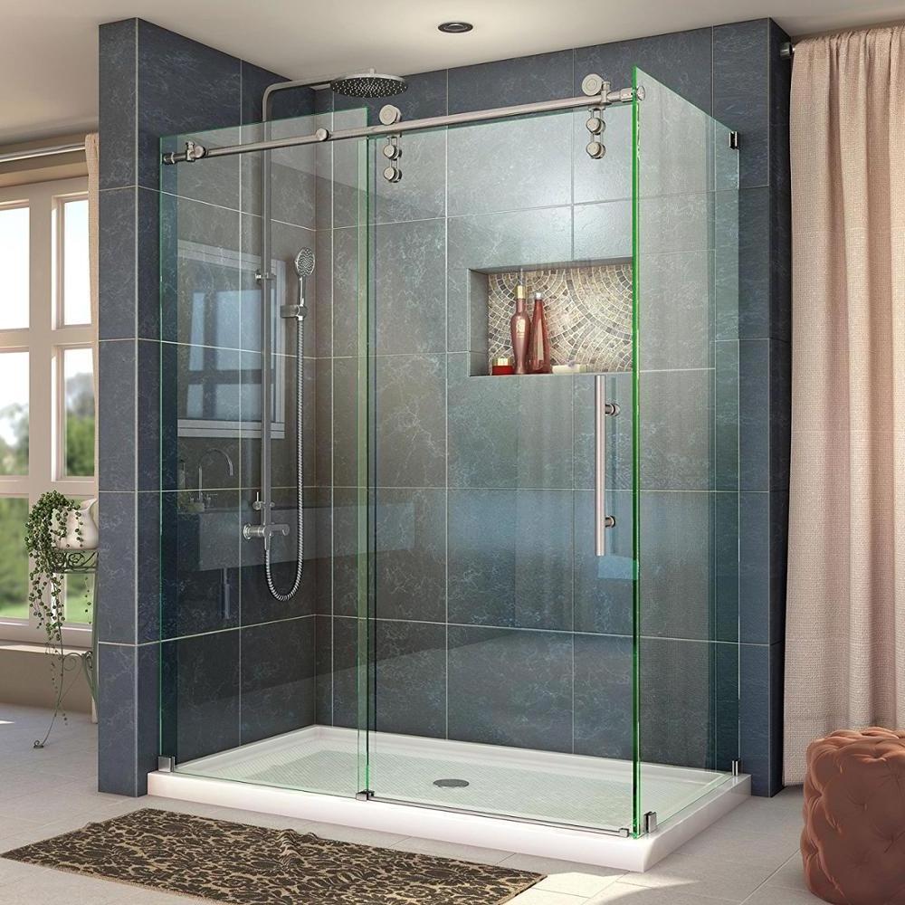 Big Sale Clear Flat Glass Sliding Shower Door with polished edge frameless glass door