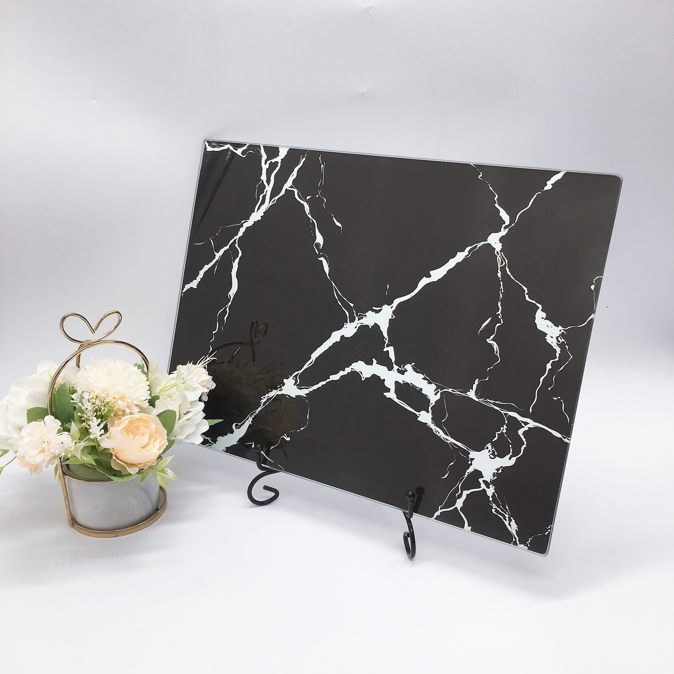 best selling Kitchen Worktop Saver Glass Chopping Board with Marble Design cutting board