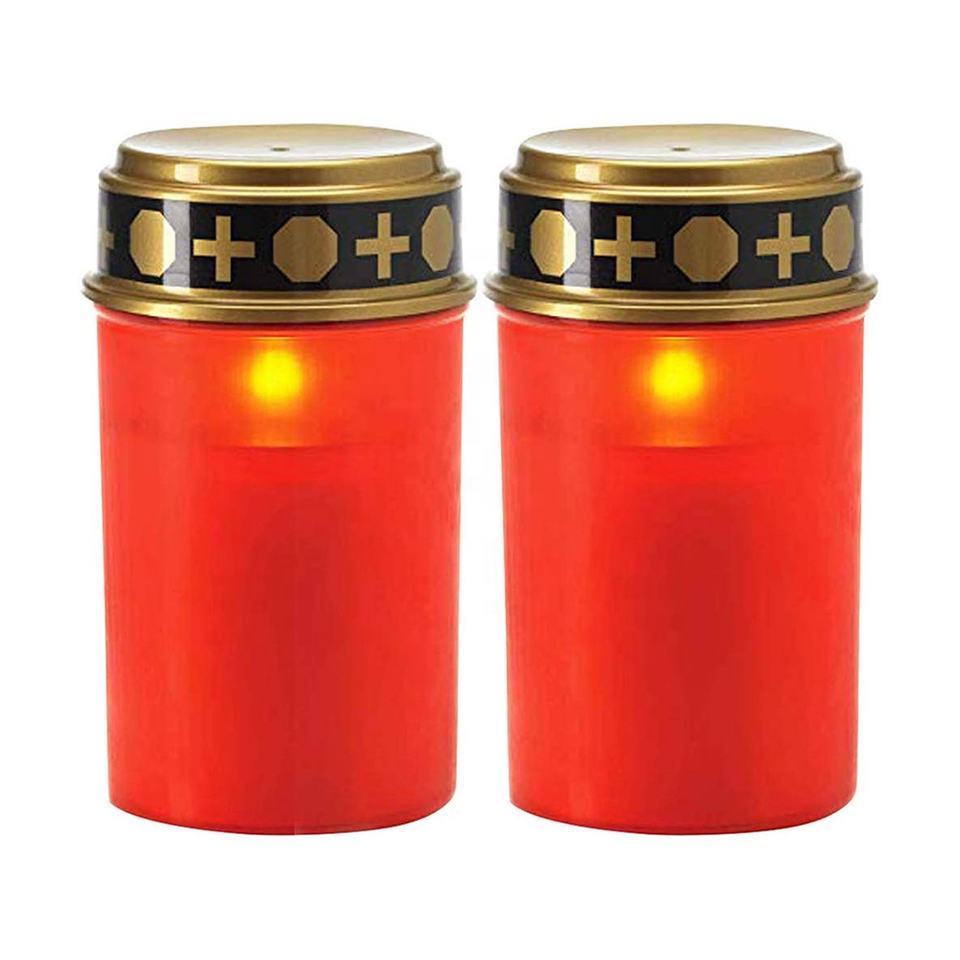 Newish Plastic Church Grave Flickering Flameless Candle Holders Lantern Waterproof Outdoor Praying Candle Light