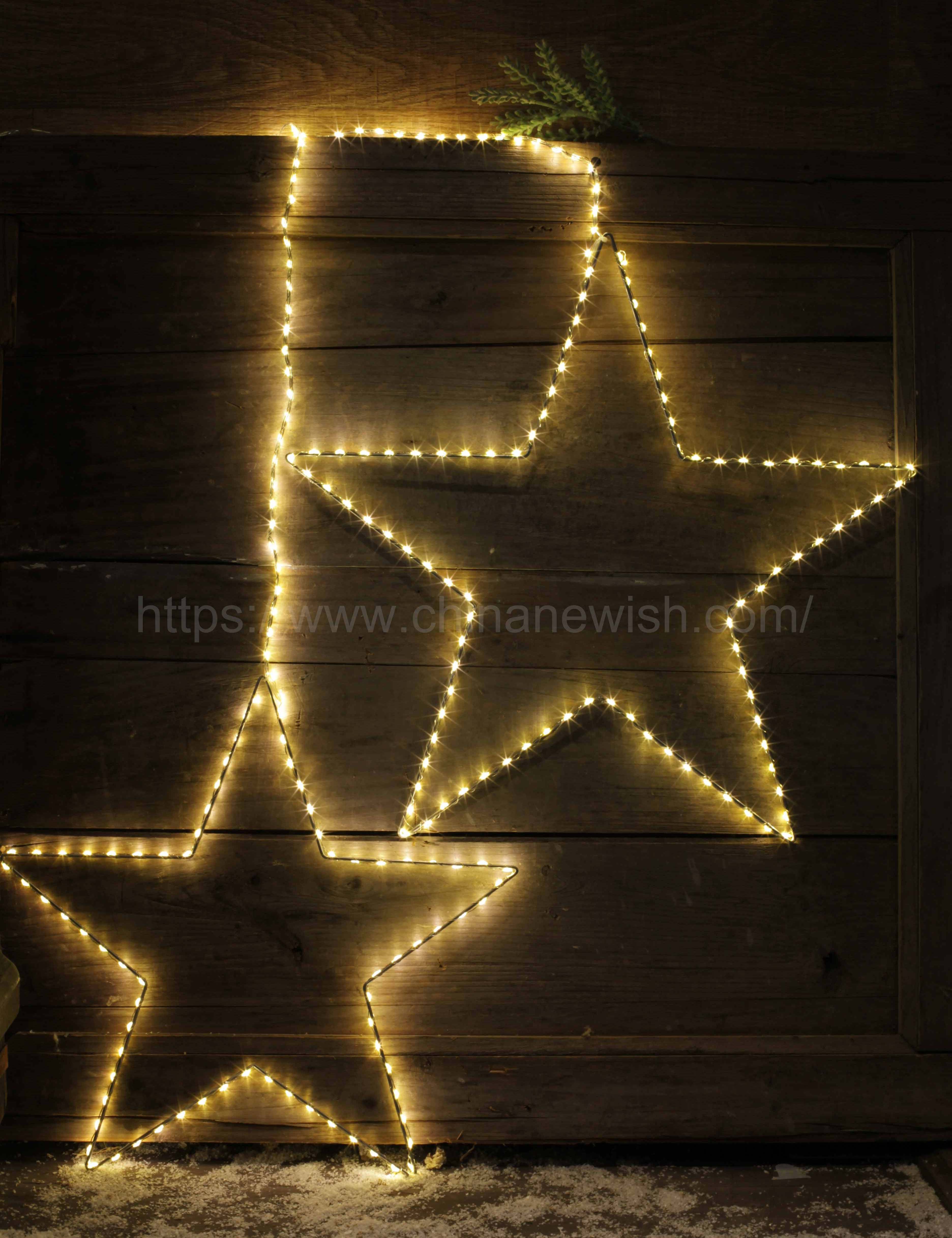 Newish battery operated with timer 3 size star shape led copper wire string star burst fairy lights