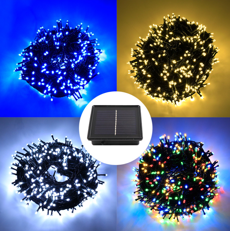 Night Led Christmas Lights Custom Sale 100 Bulbs 12M Bulk Holiday Outdoor Tree Decoration Solar String Chain Rice