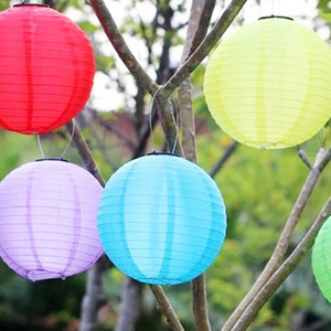 Kanlong Waterproof LED Lantern Multicolor Round Ball Solar Outdoor Paper Hanging Lamp Garden Decoration Festival Light