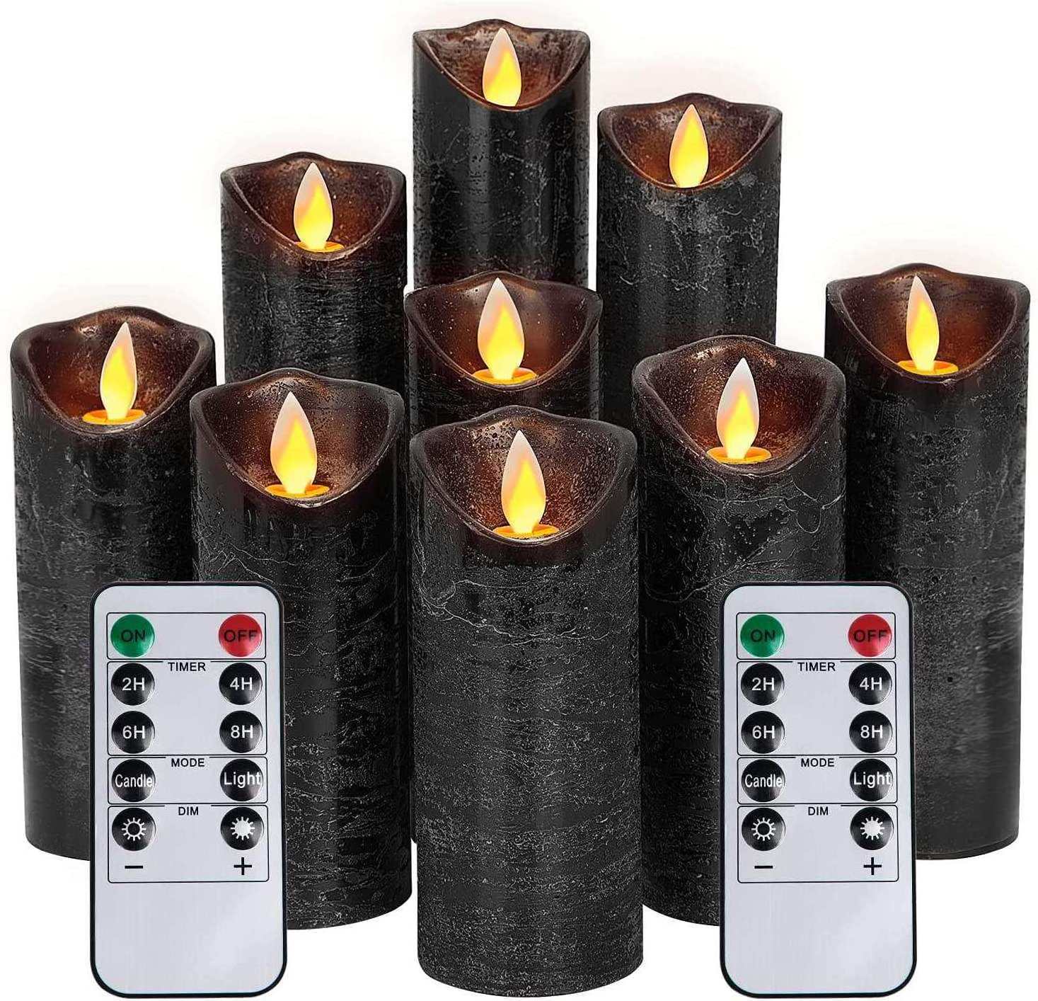 Newish 3D flameless battery operated led candles remote control pillar waved real paraffin wax led candle light for decoration