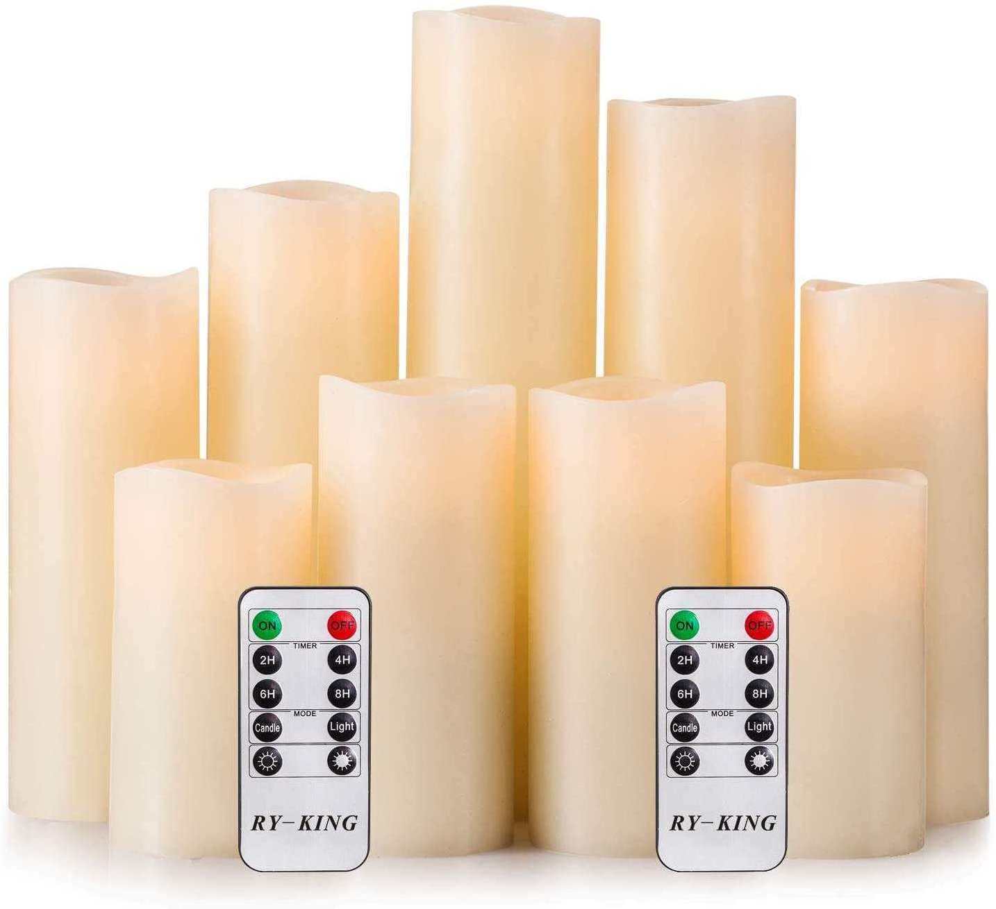 Newish 3D flameless battery operated led candles remote control pillar waved real paraffin wax led candle light for decoration