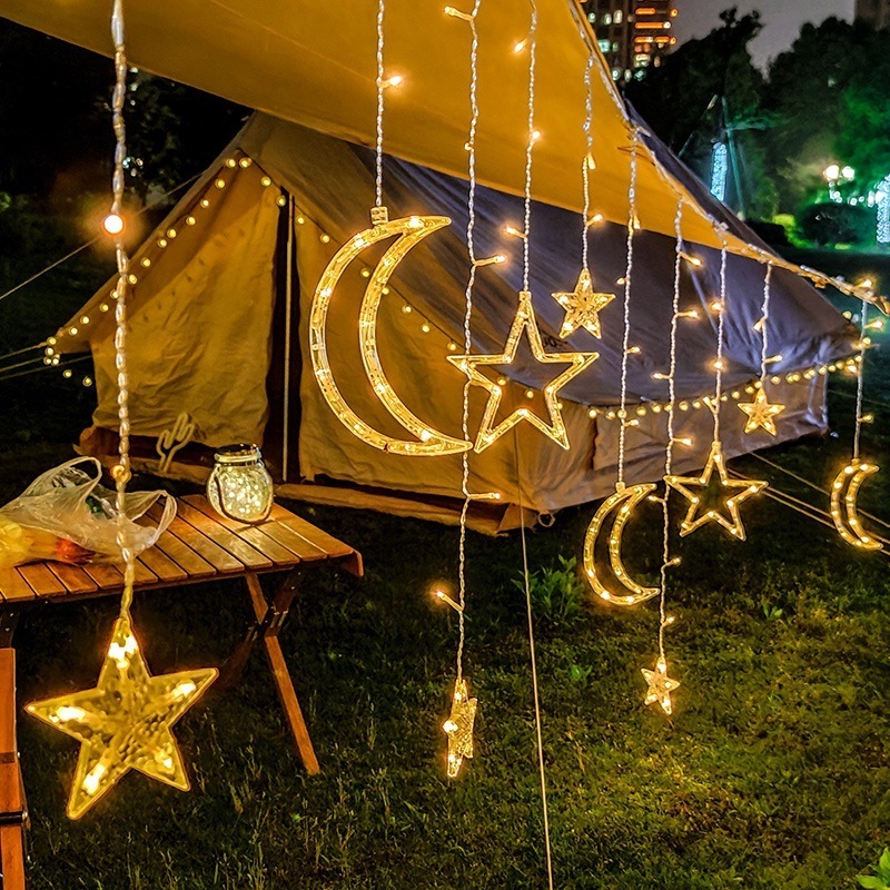 Newish camping tent decoration led light outdoor waterproof solar led light curtain fairy twinkle Star Led String Light