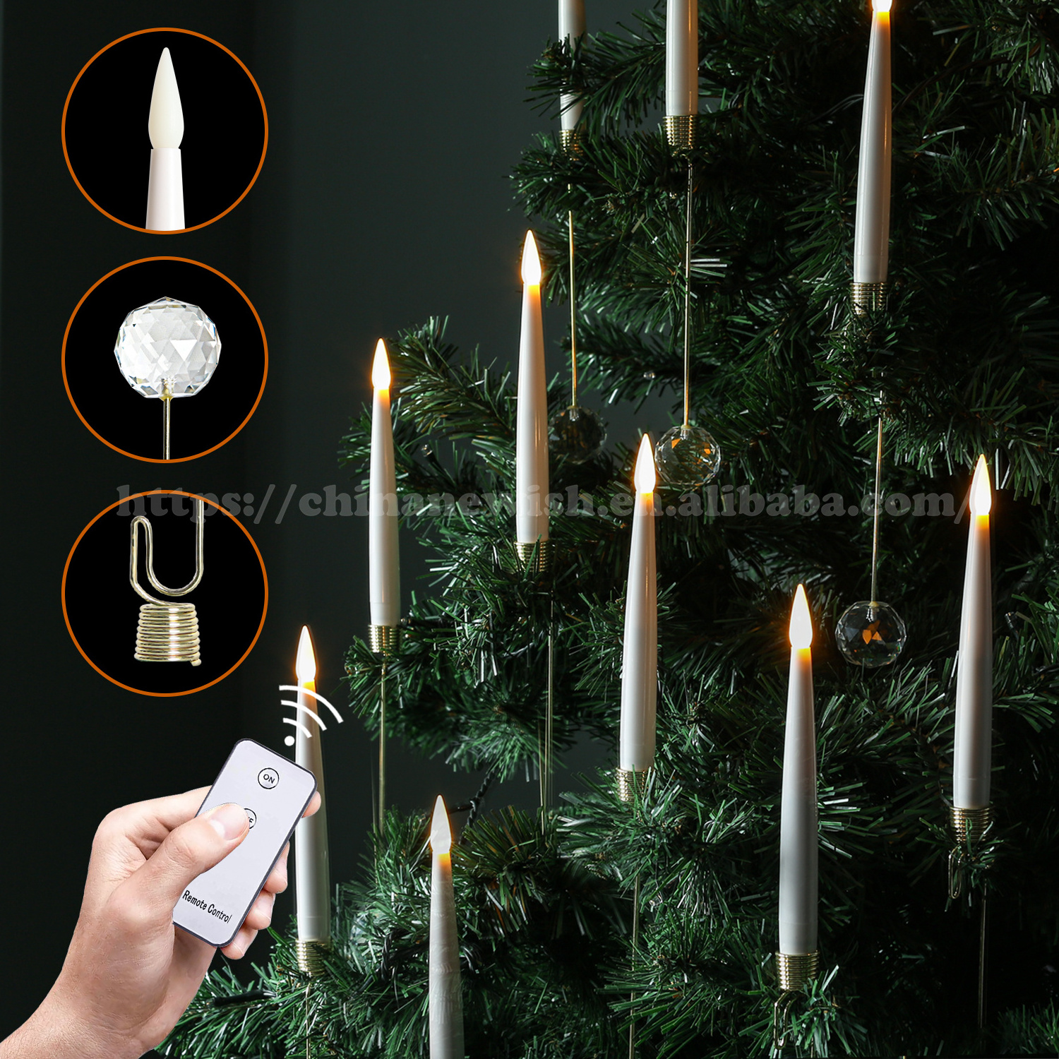 Newish Dinning Party Home Decorative Candlelight Remote Control Led  Candle Light with Crystal Holders Christmas Tree Decoration