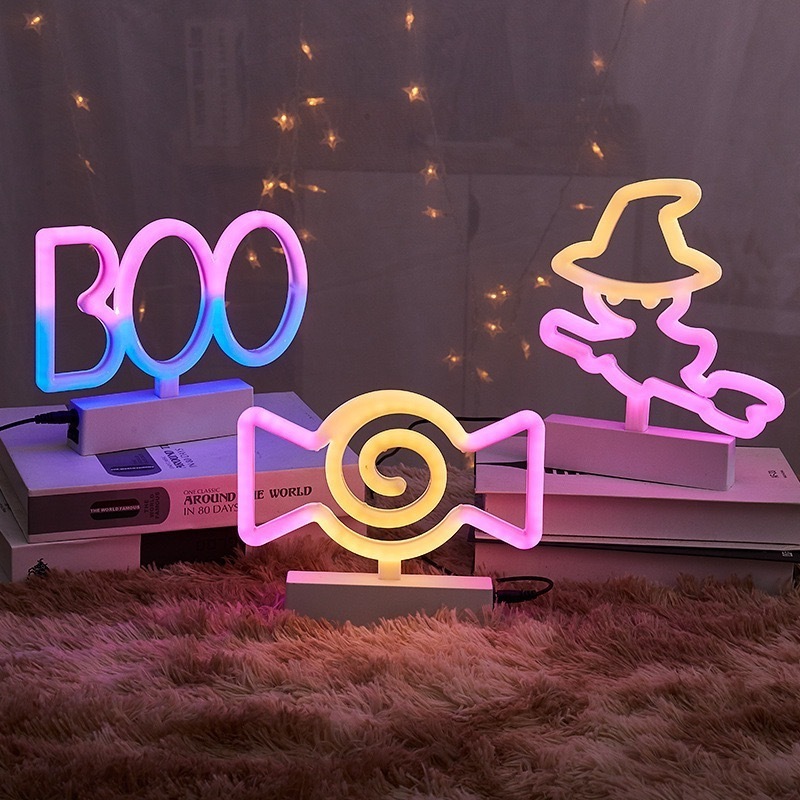 Newish Wholesale Halloween neon lights lets party stand sign desktop neon light for club