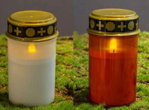 Newish Plastic Church Grave Flickering Flameless Candle Holders Lantern Waterproof Outdoor Praying Candle Light