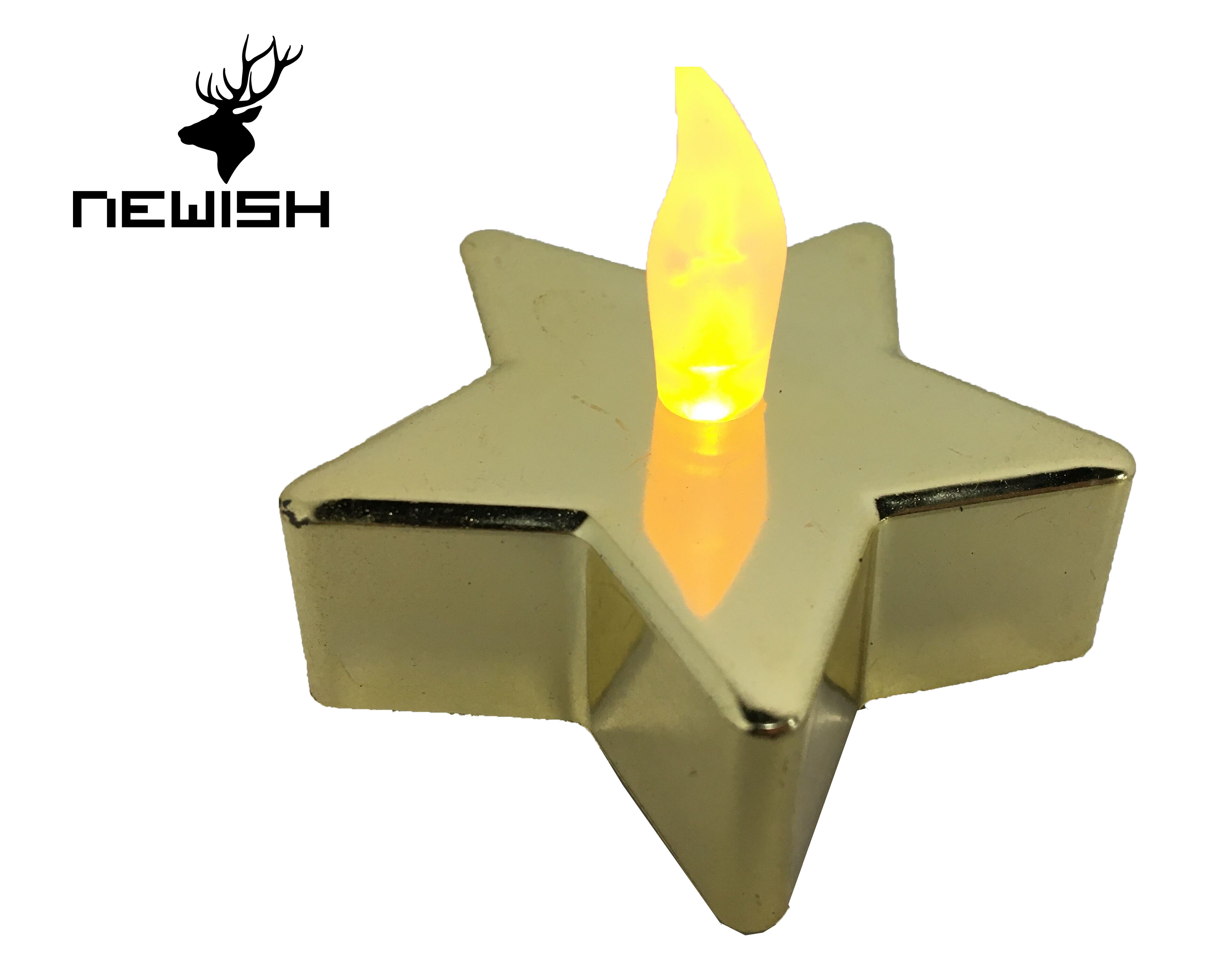 Newish function Battery Operated Star LED Candle Flameless Tea Light gold luxury candles flameless led for Christmas decoration