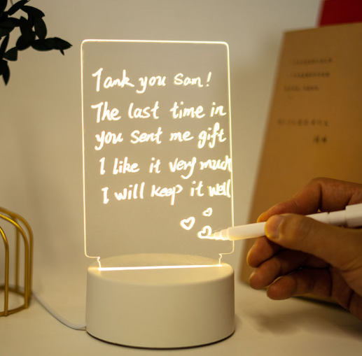 Newish Creative Blank Acrylic Writable night light Bed Desktop 3d Diy Note Board Led Night Light With Message Board Pen