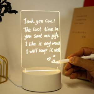 Newish Creative Blank Acrylic Writable night light Bed Desktop 3d Diy Note Board Led Night Light With Message Board Pen