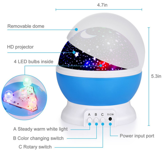 3D Popular Kid Room Decor RGB Ocean night Dream Moon Star Lamp Master Starry Sky Projector Led Lamparas Light