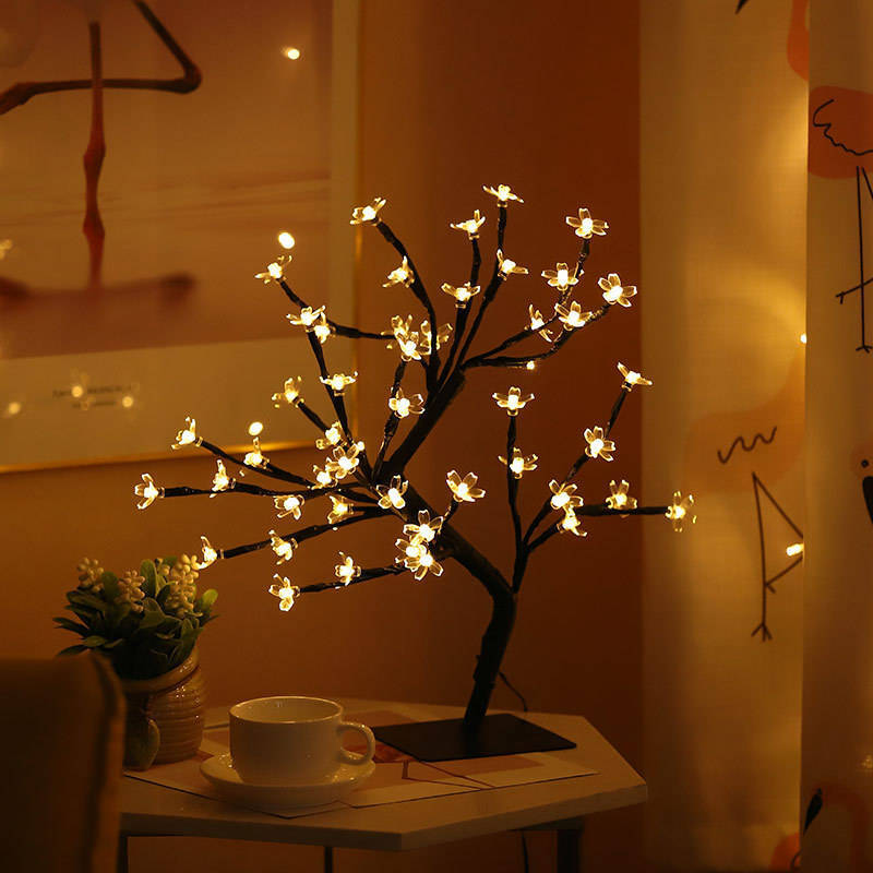 Newish Home Decor Night USB Luminous Tree Lamp Christmas LED Cherry Blossom Light Creative led flowers Lights or adapter plug