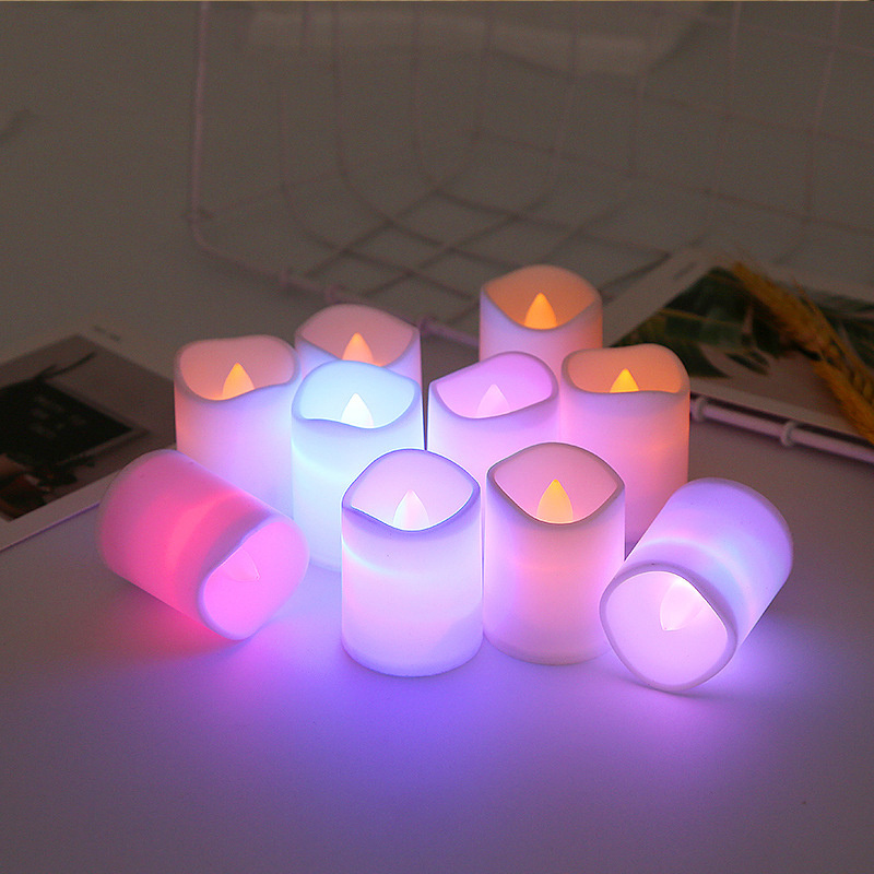 Mini colorful abs reusable tealight candles battery operated flameless led valentine's day mini led lights for decoration