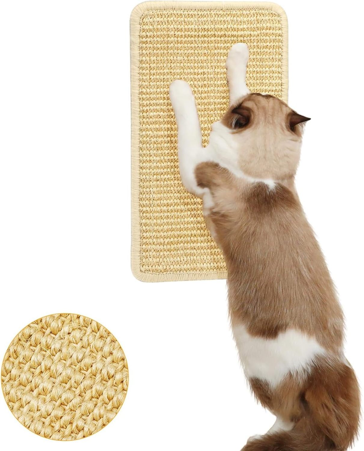 Wall Mounted Cat Scratcher Mat For Protect Wall Couch Window Perch Natural Sisal Cat Scratcher Board With Hook LoopTapes