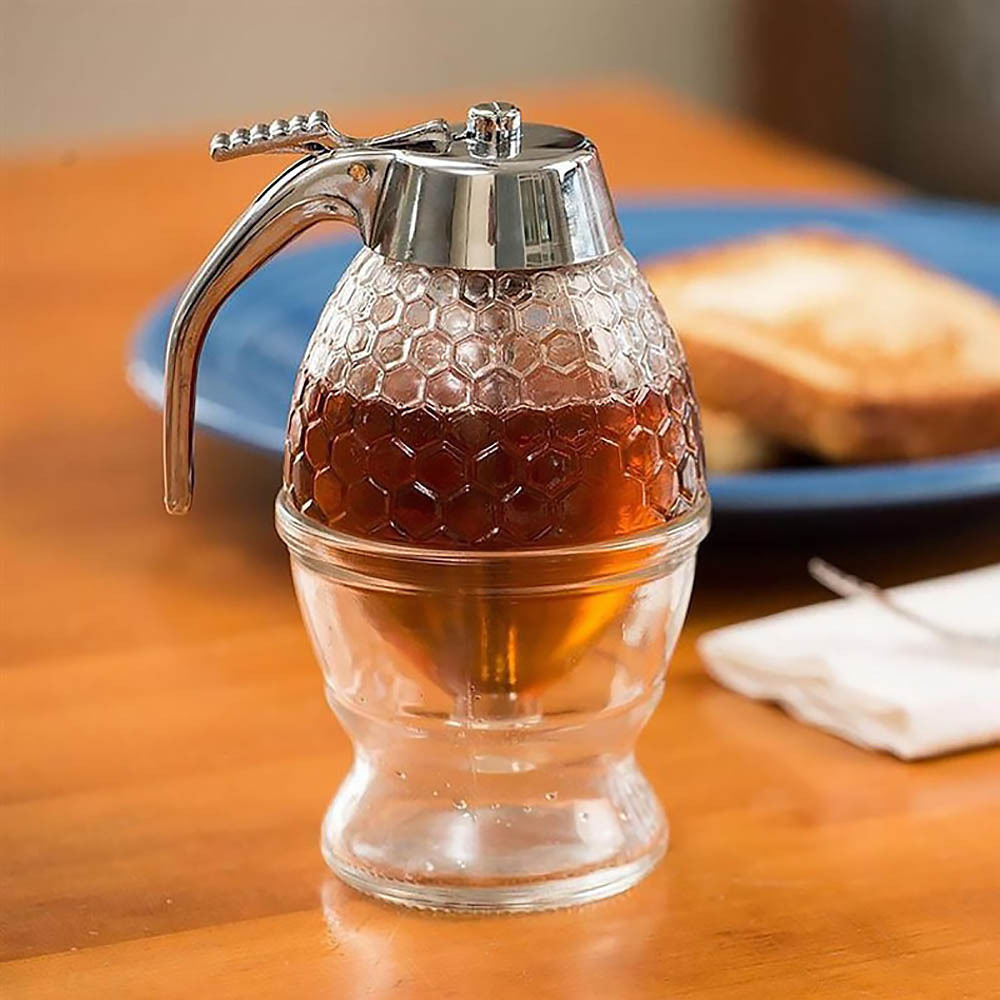 Wholesales Glass No Drip Honey Jam Syrup Dispenser Squeeze  Bottle Dispenser  Portable Kettle Honey Jar