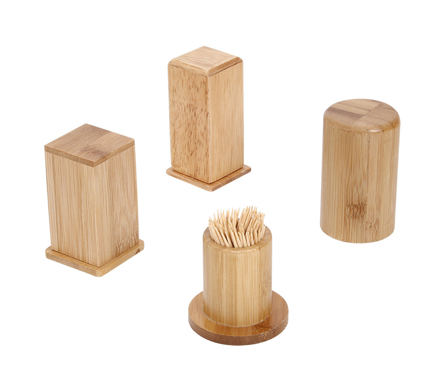 Toothpick Holders Bamboo Toothpick Dispenser Box Container Wooden Reusable Toothpicks Holder for Unique Home Design Decoration