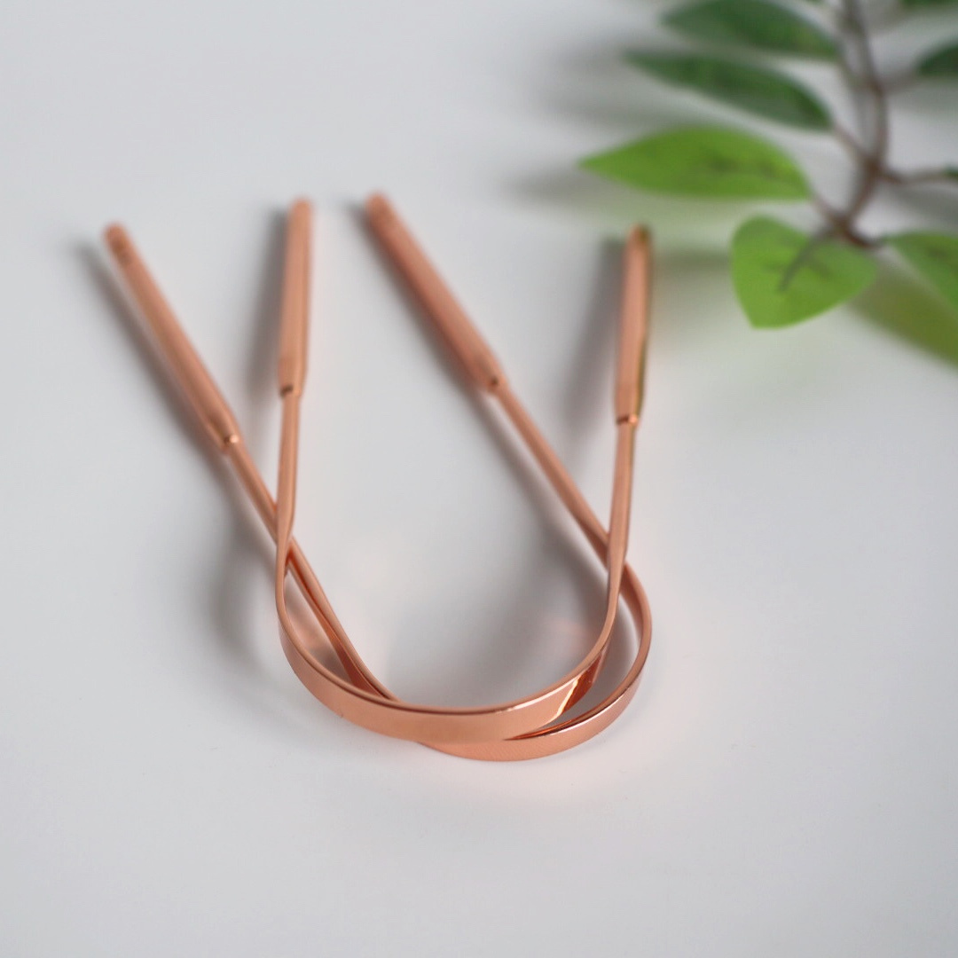 Eco-friendly stainless steel rose gold copper tongue scraper