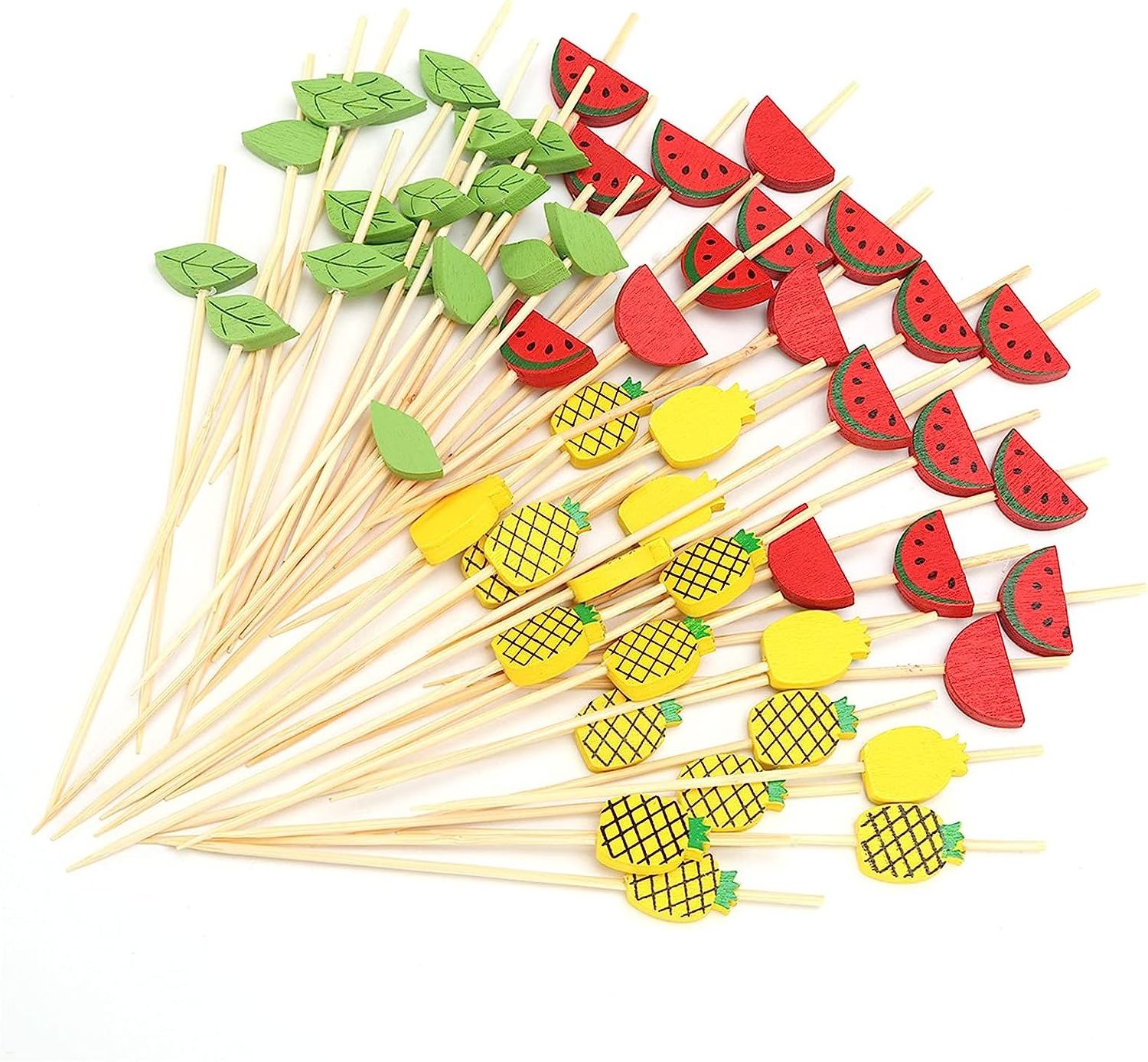 Custom logo natural disposable Wood Frill Picks mini Party red skewers toothpicks fruit toothpick knotted bamboo Cocktail Picks