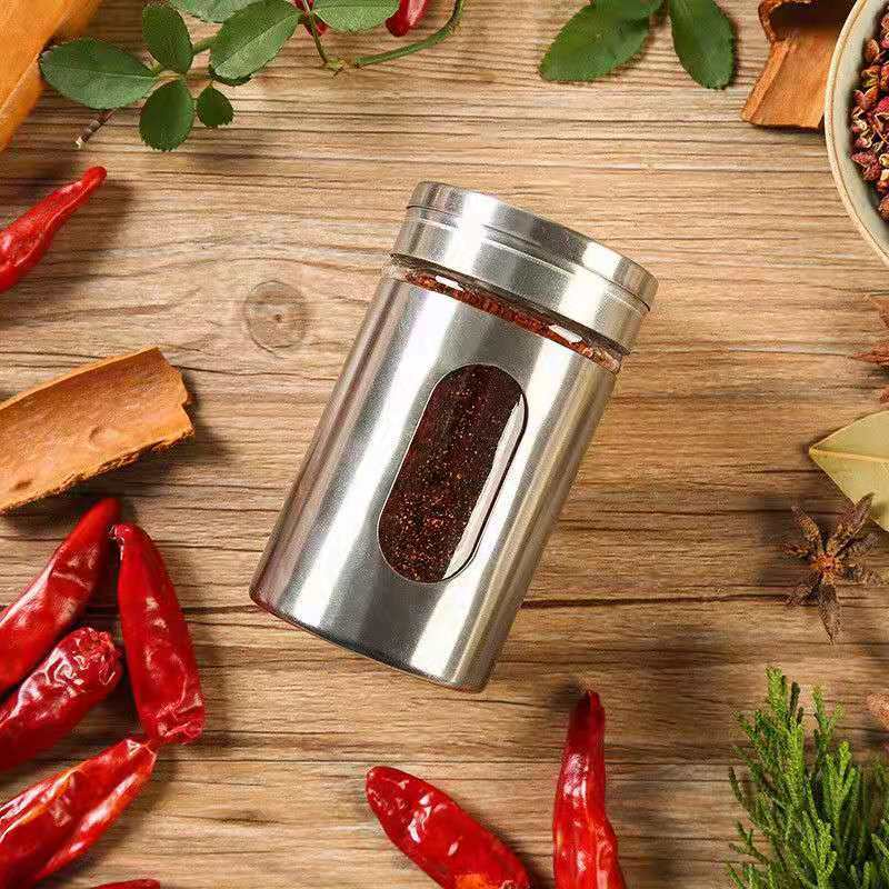 Spices organiser BBQ storage containers tins container for salt black pepper 304 stainless steel jar popular spice jars set