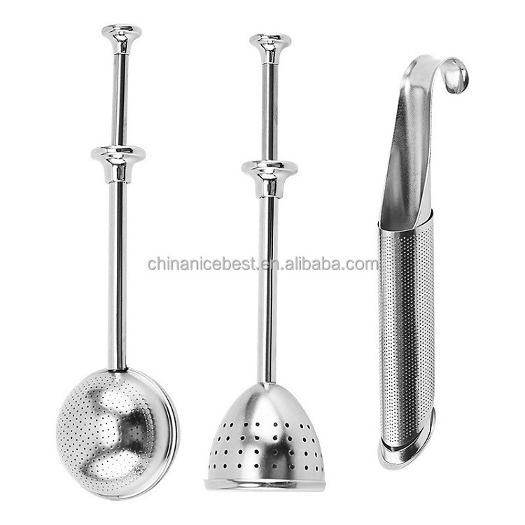 304 Stainless Steel Metal Tea Strainer Ball Infuser Steeper Filter With Handle Mesh