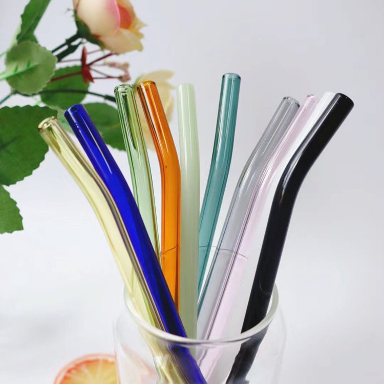 Glass Straws Set Reusable Milkshake Milk Tea Cocktail Colors Straw Drinking Accessories