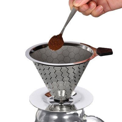 Wholesale Pour Over Coffee Dripper Slow Drip Paperless Metal Cone Filter Coffee Maker Reusable Stainless Steel Coffee Filter