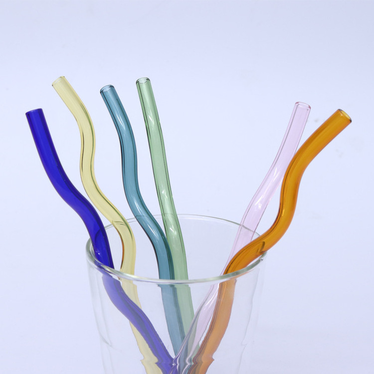 Glass Straws Set Reusable Milkshake Milk Tea Cocktail Colors Straw Drinking Accessories