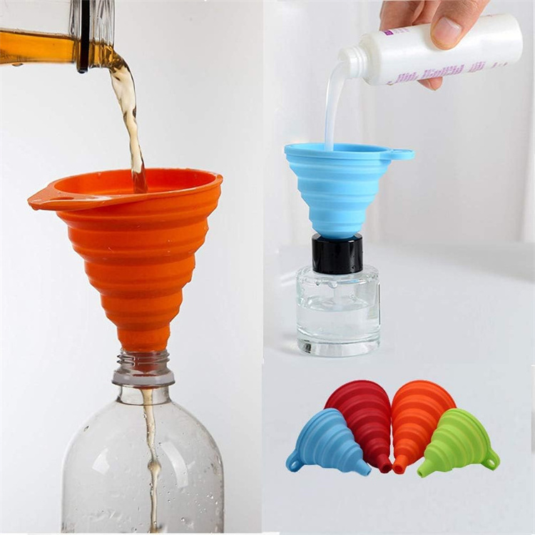 Kitchen Silicone Funnel Set Silicon Collapsible Foldable Folding Cooking Canning Funnels for Filling Bottles Oil Food Grade