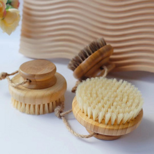 Natural Wooden Shower Washer with Long Handle and bath brush heads exfolaiting body scrubber Dry Brush Body Brush