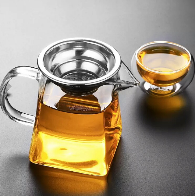 wholesale teapot with infuser stainless steel borosilicate Safe Flowering and Loose leaf clear Teapot square glass teapot