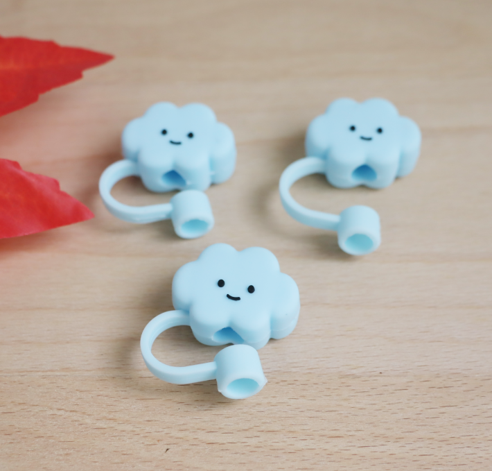 Wholesale Reusable 10mm Straw Cover Caps flower Cute cloud Silicone Straw Topper  8mm straw tip covers