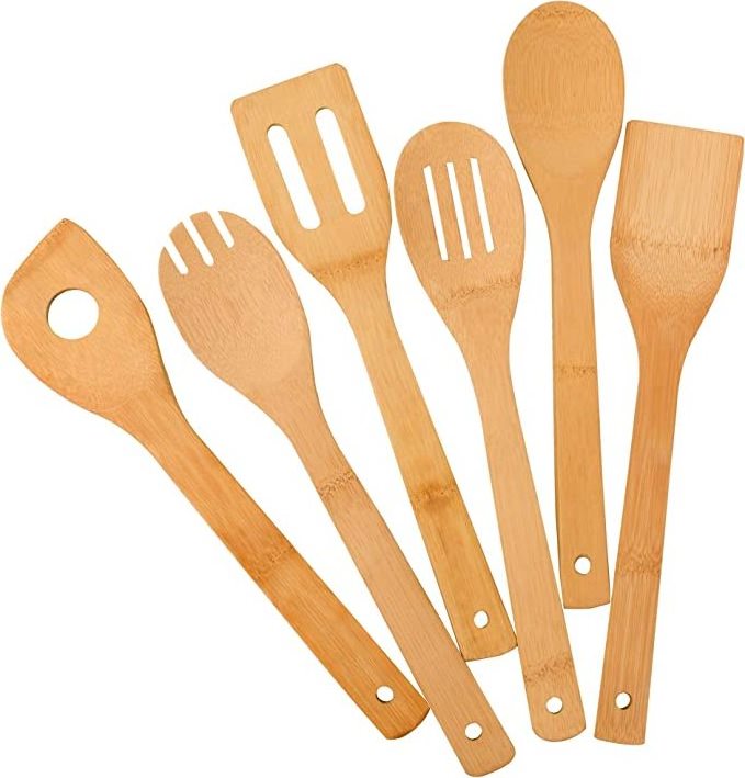 Kitchen Accessories Burned Wooden wood Kitchen Utensils Cooking Set Organic Bamboo Slotted Spoons Turners Carved Spatulas