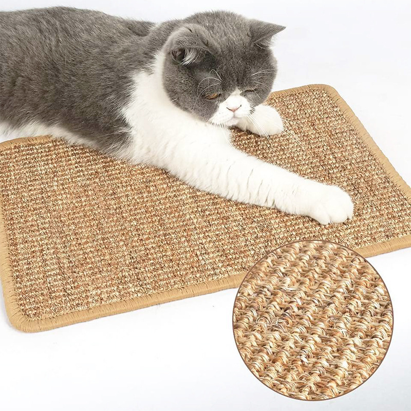 Wall Mounted Cat Scratcher Mat For Protect Wall Couch Window Perch Natural Sisal Cat Scratcher Board With Hook LoopTapes