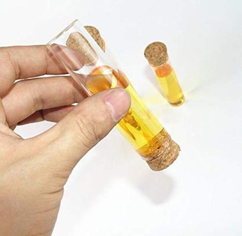 Empty Glass Test Tubes with Cork Stoppers Vial Jars Reagent Bottle Party Favors Candy Bath Salt Clear Flat Mini Glass Jars