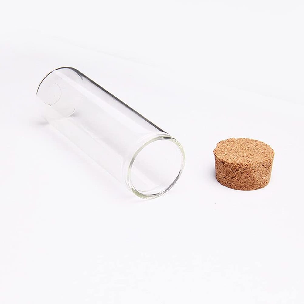 Empty Glass Test Tubes with Cork Stoppers Vial Jars Reagent Bottle Party Favors Candy Bath Salt Clear Flat Mini Glass Jars