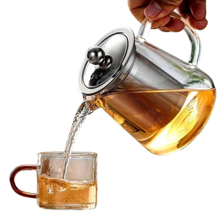 Steel infuser borosilicate with infuser heat resistant gold kettle glass teapot Loose Leaf Tea Maker Tea Brewer for Camping