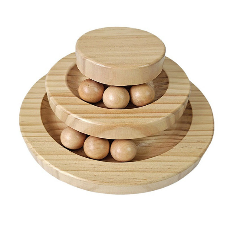 Wooden Cat Ball Track Toys Interactive Toy for Indoor Cats Kitten Teaser Toy Cat Supplies