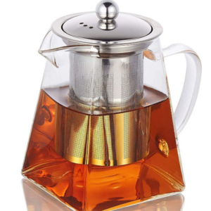 wholesale teapot with infuser stainless steel borosilicate Safe Flowering and Loose leaf clear Teapot square glass teapot