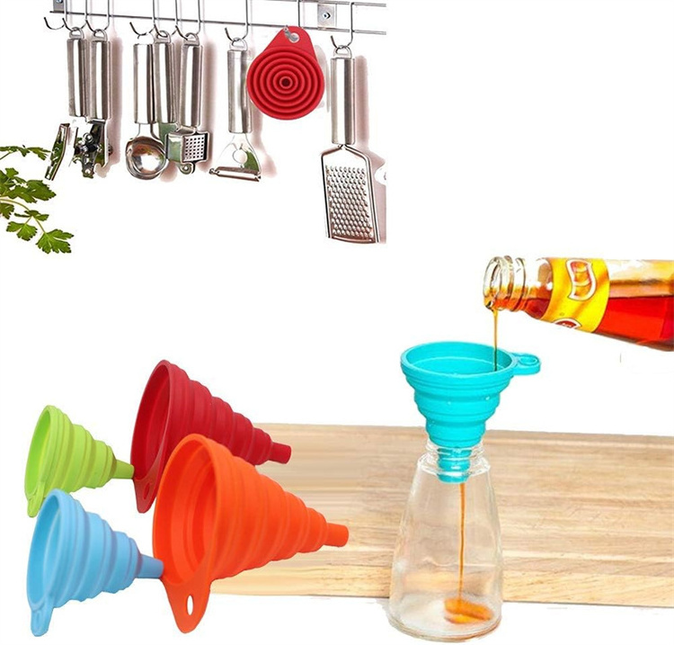 Kitchen Silicone Funnel Set Silicon Collapsible Foldable Folding Cooking Canning Funnels for Filling Bottles Oil Food Grade