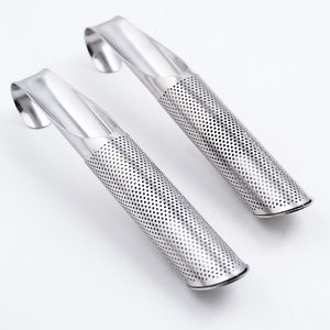 Portable Food-Grade 304 Stainless Steel Tea Filter Infuser Silver Mesh Pipe Shape Steeper Strainers for Loose Tea & Herb Kitchen