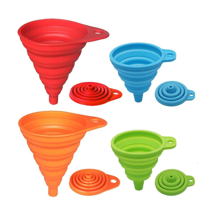 Kitchen Silicone Funnel Set Silicon Collapsible Foldable Folding Cooking Canning Funnels for Filling Bottles Oil Food Grade