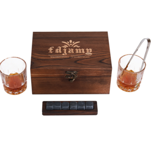 Bourbon stone gift set for men includes crystal rocks glasses chilling stones slate coasters glass in box whiskey glasses