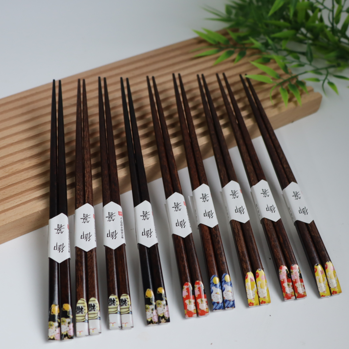 Korean Wood Chop Sticks Hair Sticks 5 Pair Gift Set  Reusable Japanese Chinese Finger Chopsticks