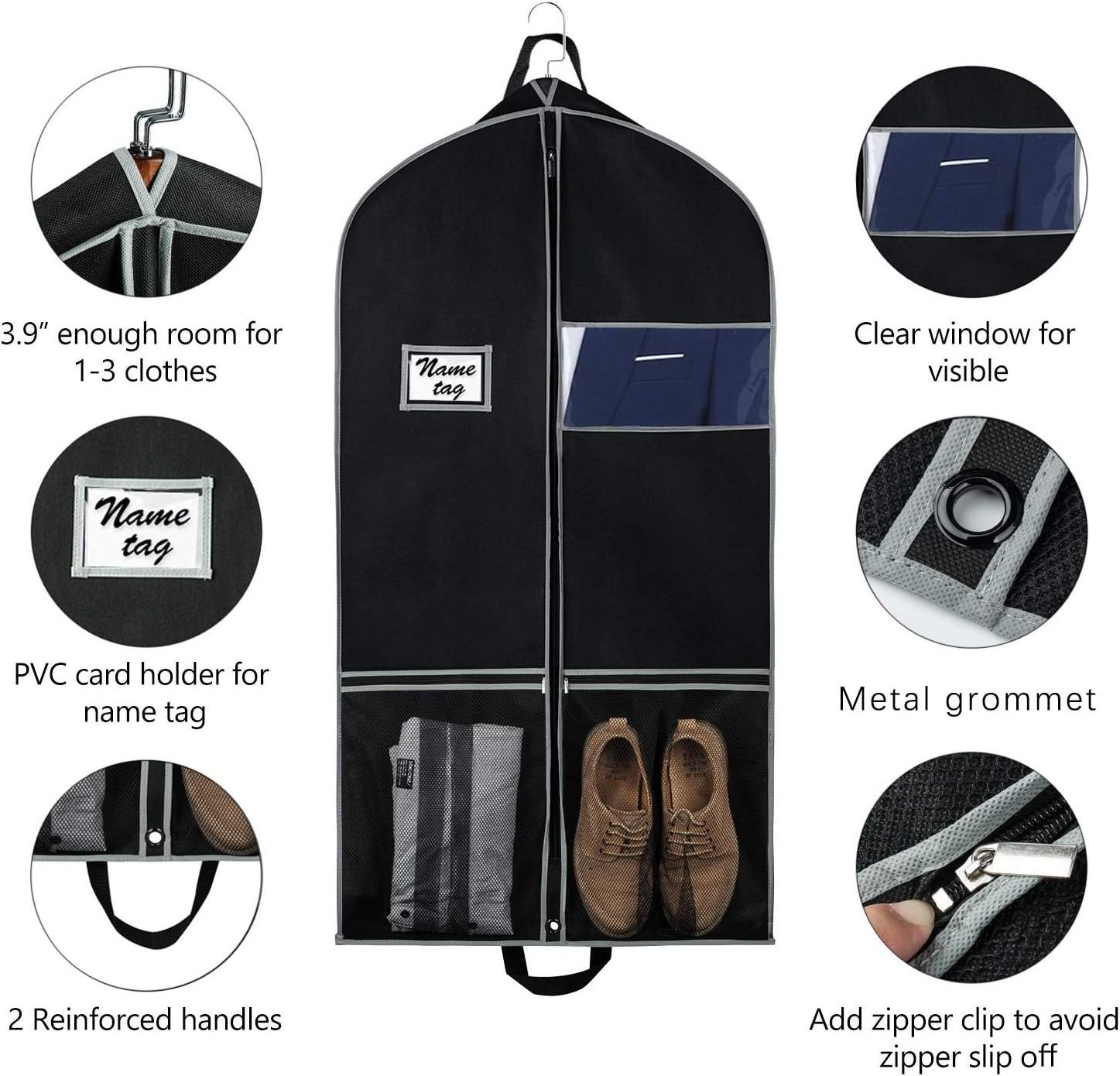 Durable reusable custom garment bags wholesale bag with zipper Suit Bags for Travel and Storage  Suit Cover