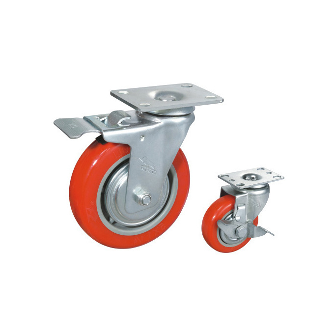 Industrial Truck Hand Cart Trolley Wheels Swivel Plate Heavy Duty PU Caster