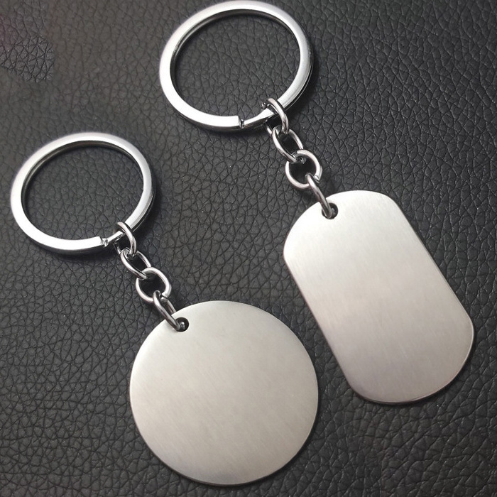 Cheap Price Keychain Accessories Key Chains Laser Engraving Car Stainless Steel Blanks Oval Round Metal Custom