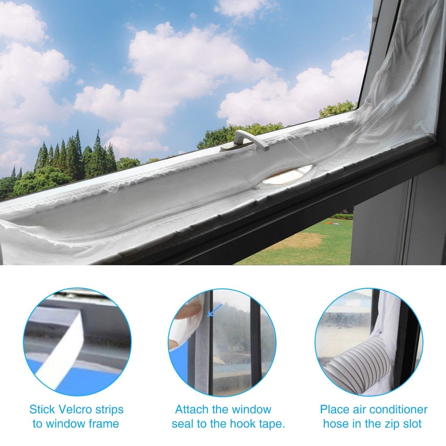 100% Polyester sealing kit for portable air conditioner used 400cm sealing window door kit with tape and zip